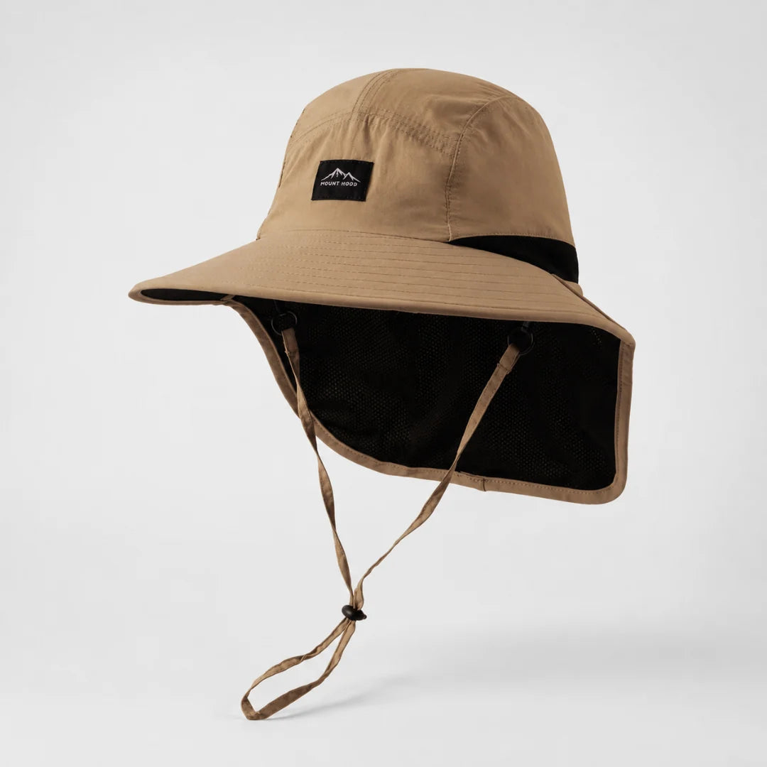 Wide-Brim Hat Detachable Neck Flap Quick-Dry Water-Repellent