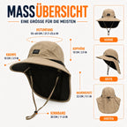 Wide-Brim Hat Detachable Neck Flap Quick-Dry Water-Repellent