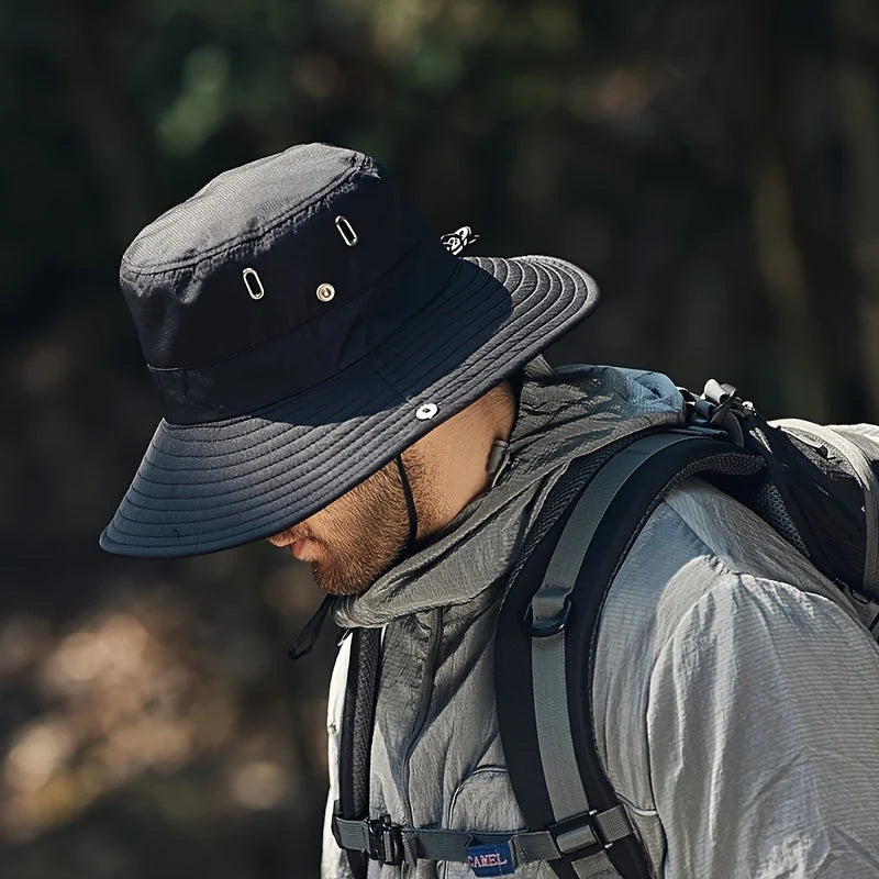 Wide Brim Sun Hat Foldable Breathable Adjustable Chin Strap