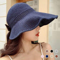 Wide Brim Sun Hat Foldable Straw Adjustable Fit