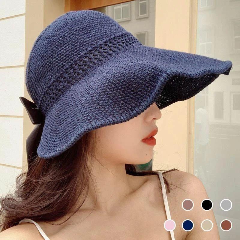 Wide Brim Sun Hat Foldable Straw Adjustable Fit