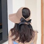 Wide Brim Sun Hat Foldable Straw Adjustable Fit