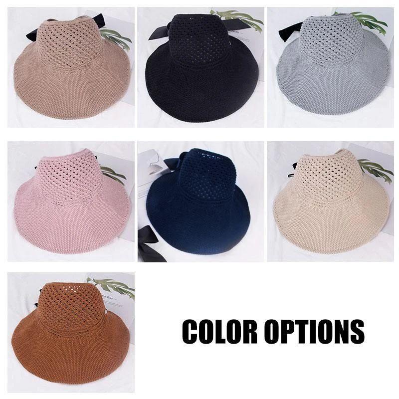 Wide Brim Sun Hat Foldable Straw Adjustable Fit