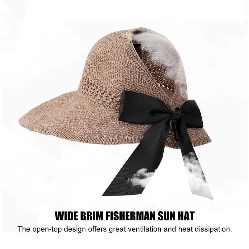 Wide Brim Sun Hat Foldable Straw Adjustable Fit