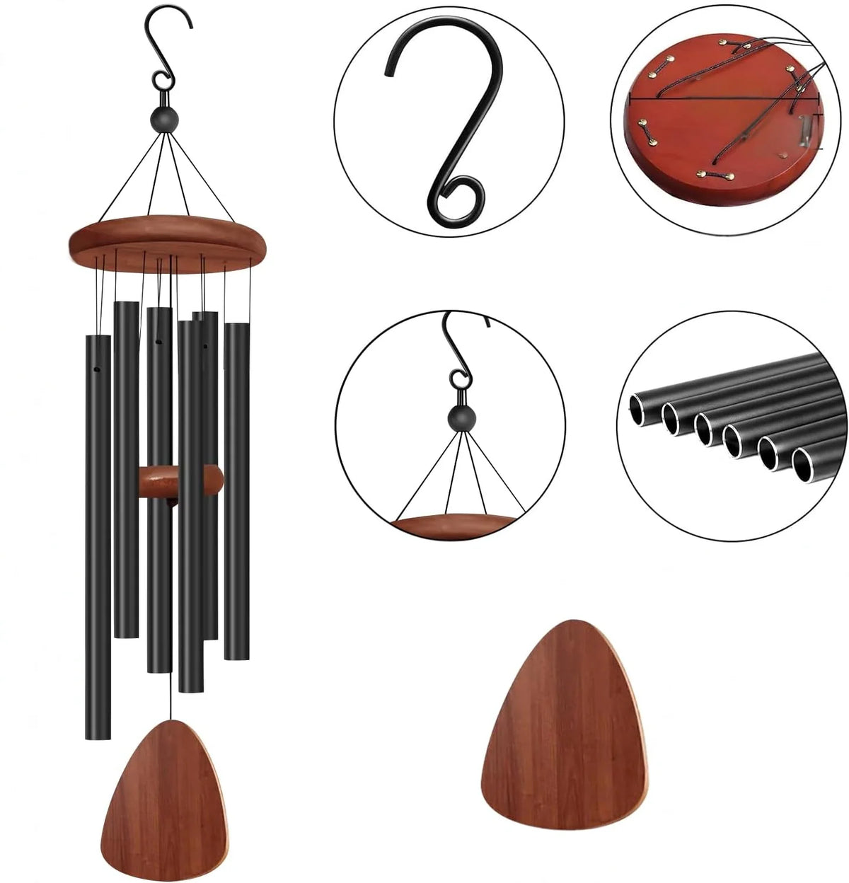 Wind Chime Aluminum Tubes Weather-Resistant Soothing Melodies