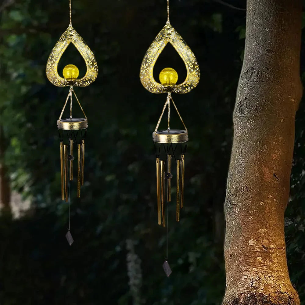 Wind Chime Heart-Shaped Solar-Powered Warm LED