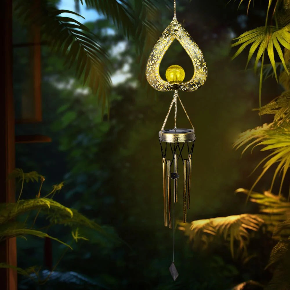 Wind Chime Heart-Shaped Solar-Powered Warm LED