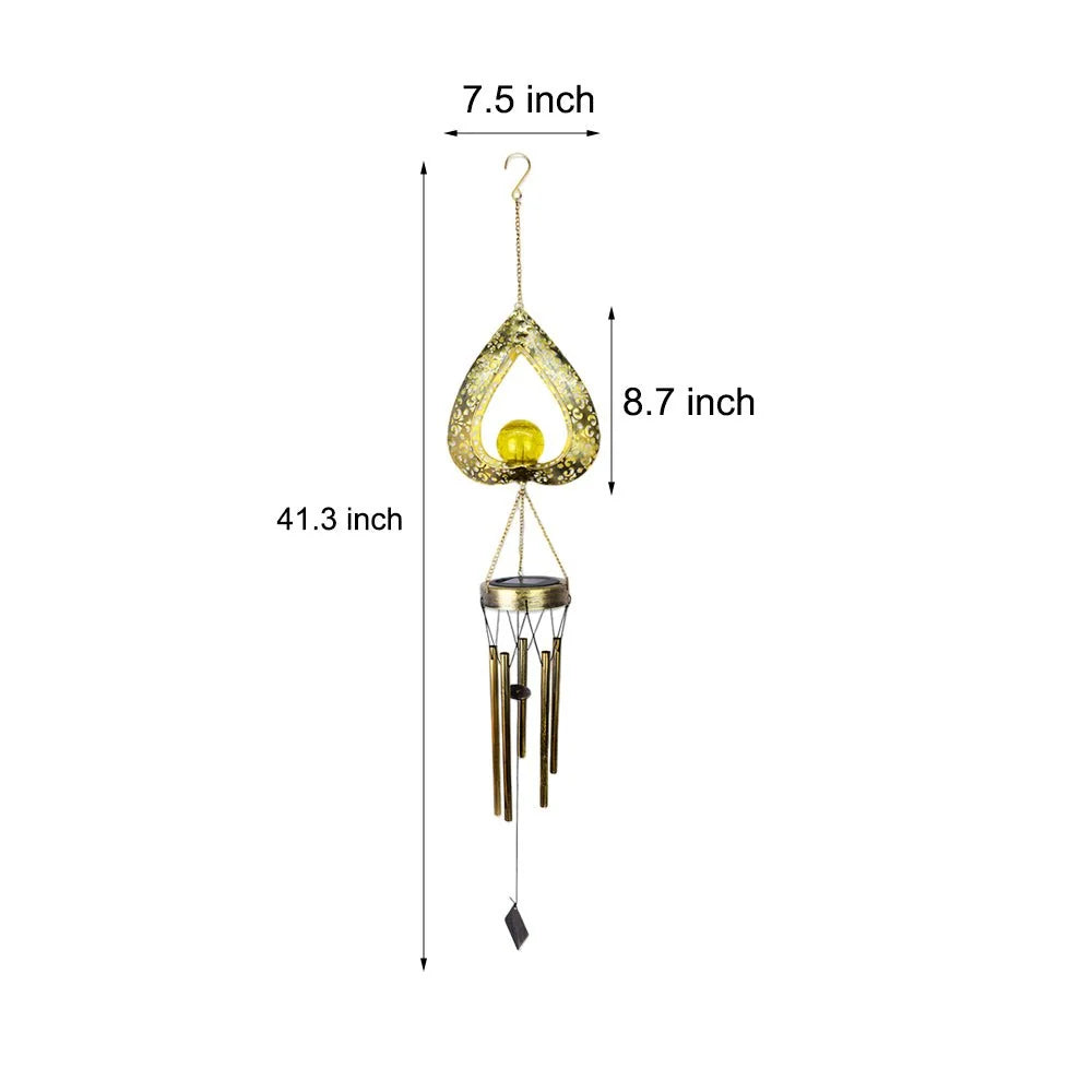 Wind Chime Heart-Shaped Solar-Powered Warm LED