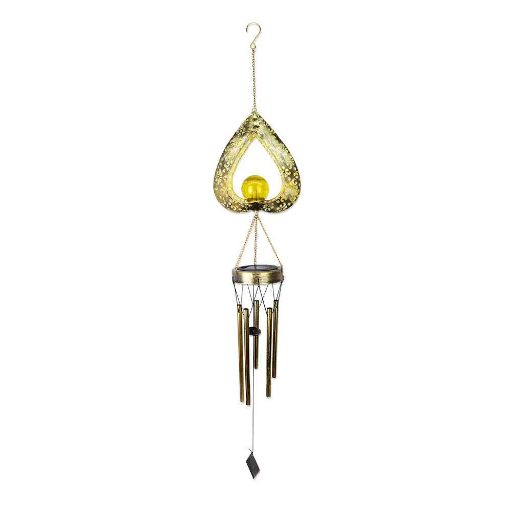 Wind Chime Heart-Shaped Solar-Powered Warm LED