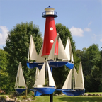 Wind Sculpture Nautical Sailboat Solid Metal Adjustable Height