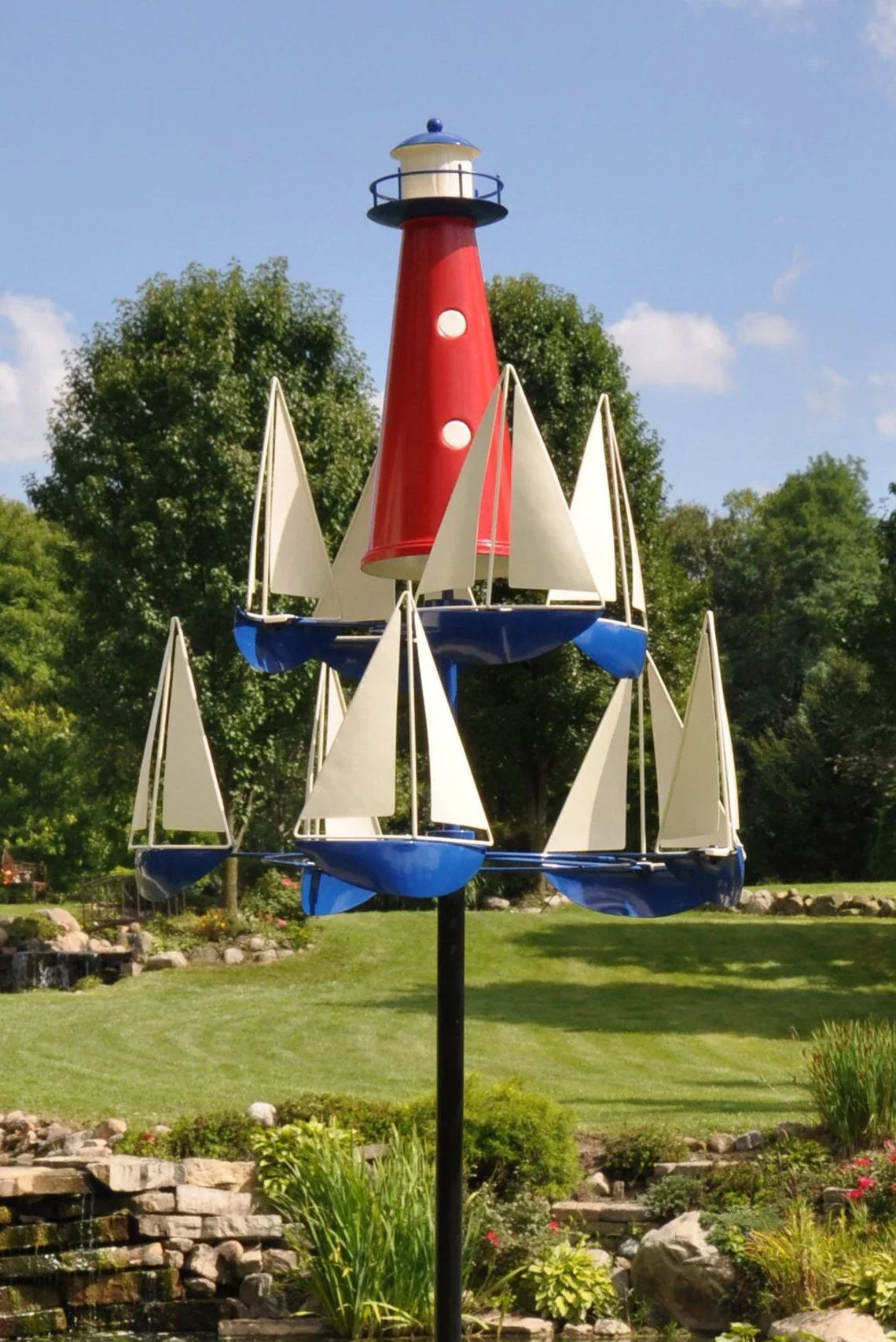 Wind Sculpture Nautical Sailboat Solid Metal Adjustable Height