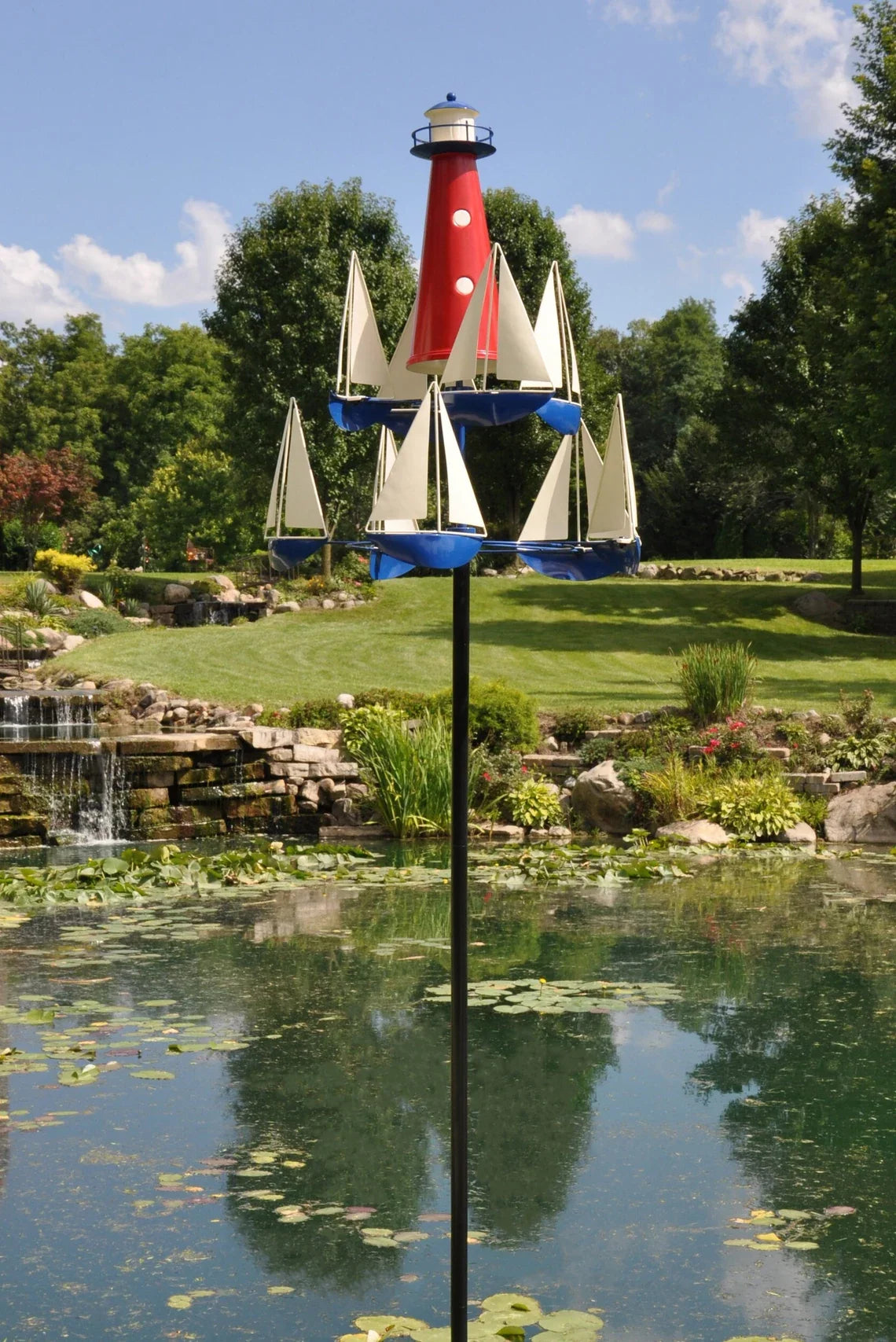 Wind Sculpture Nautical Sailboat Solid Metal Adjustable Height