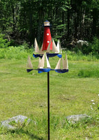 Wind Sculpture Nautical Sailboat Solid Metal Adjustable Height