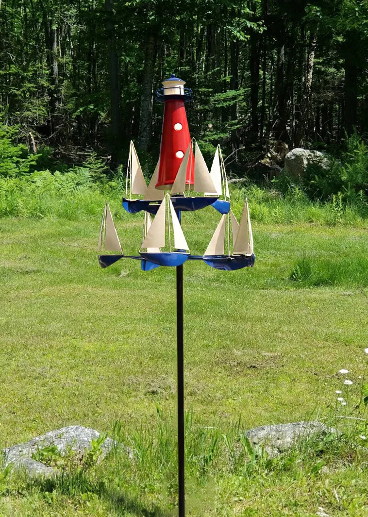 Wind Sculpture Nautical Sailboat Solid Metal Adjustable Height