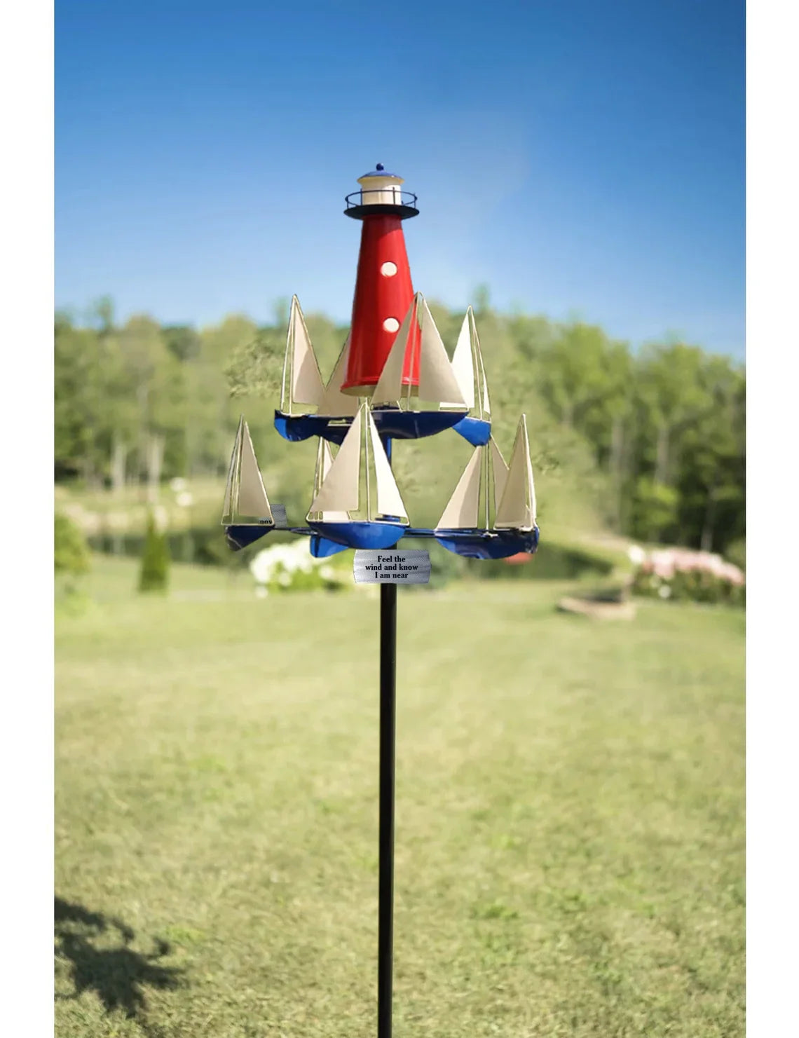 Wind Sculpture Nautical Sailboat Solid Metal Adjustable Height