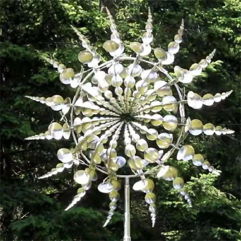 Wind Spinner Round Metal Multi-Blade Telescopic Pole