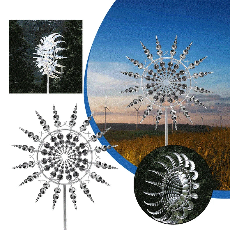 Wind Spinner Round Metal Multi-Blade Telescopic Pole
