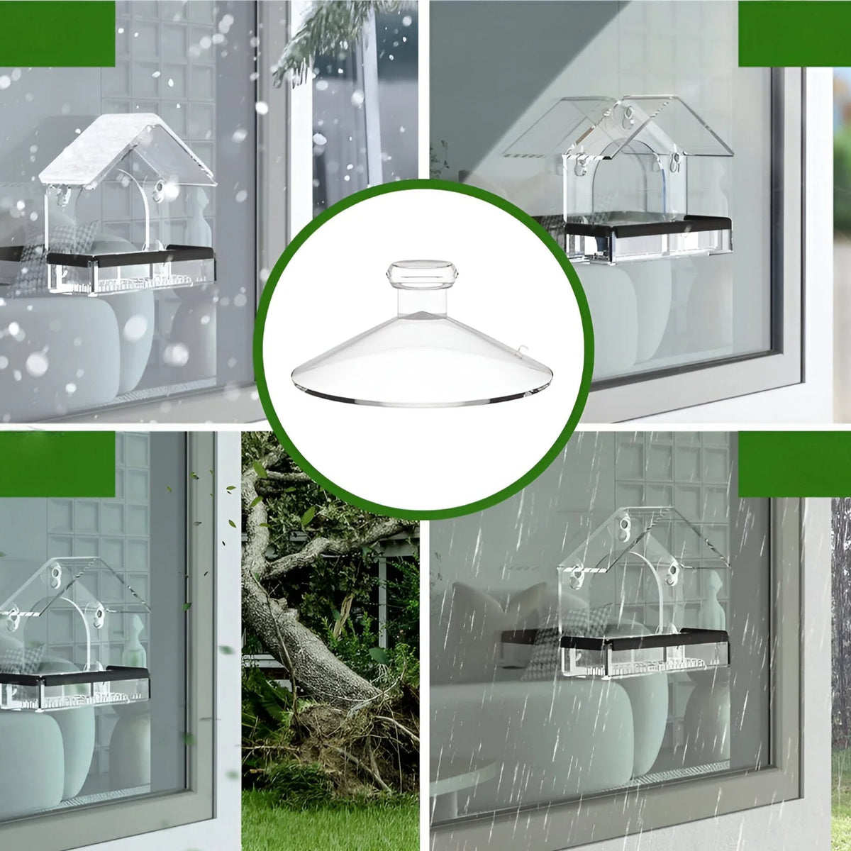 Window Bird Feeder Acrylic Suction Cups & Removable Tray
