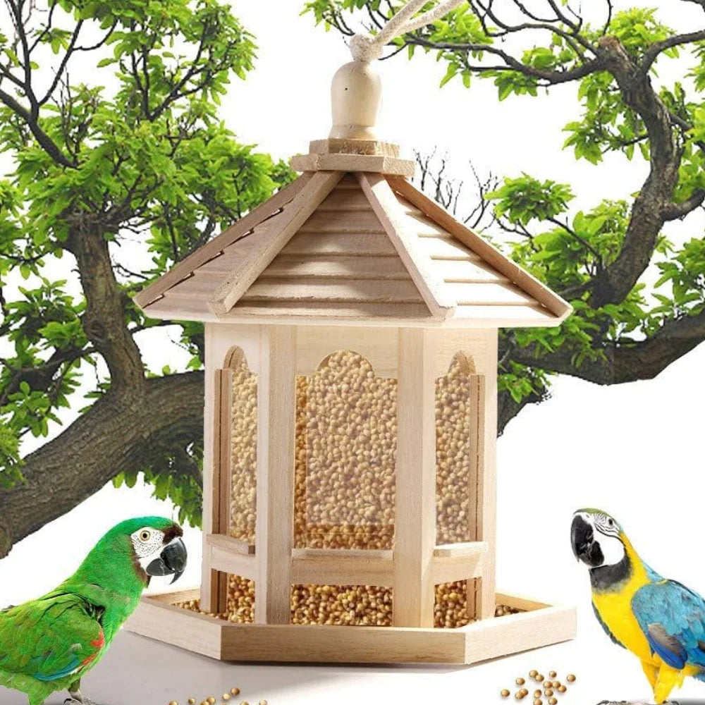 Window Bird Feeder Clear Acrylic Panel Solid Wood