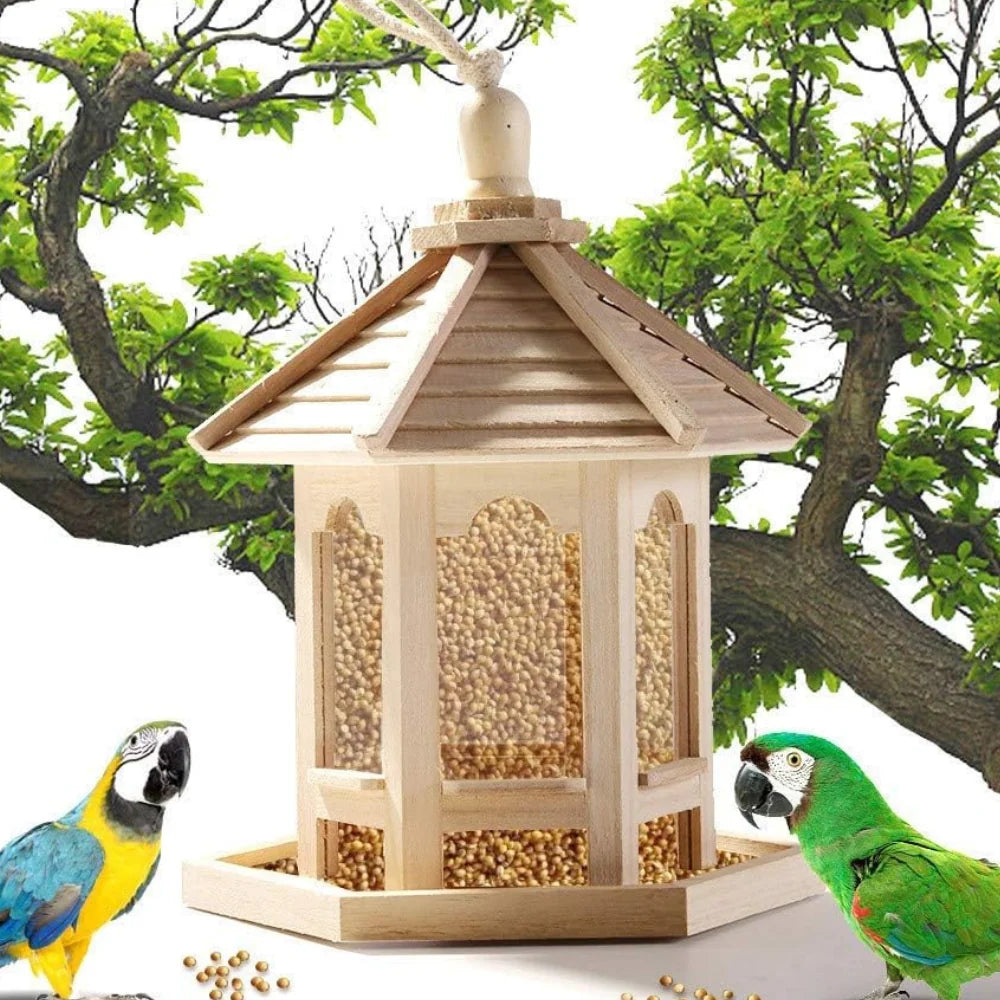 Window Bird Feeder Clear Acrylic Panel Solid Wood