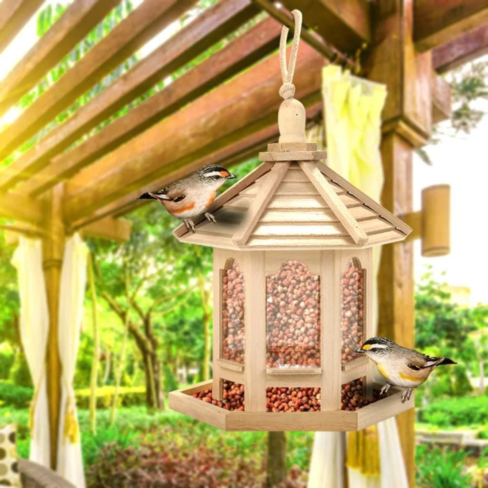 Window Bird Feeder Clear Acrylic Panel Solid Wood