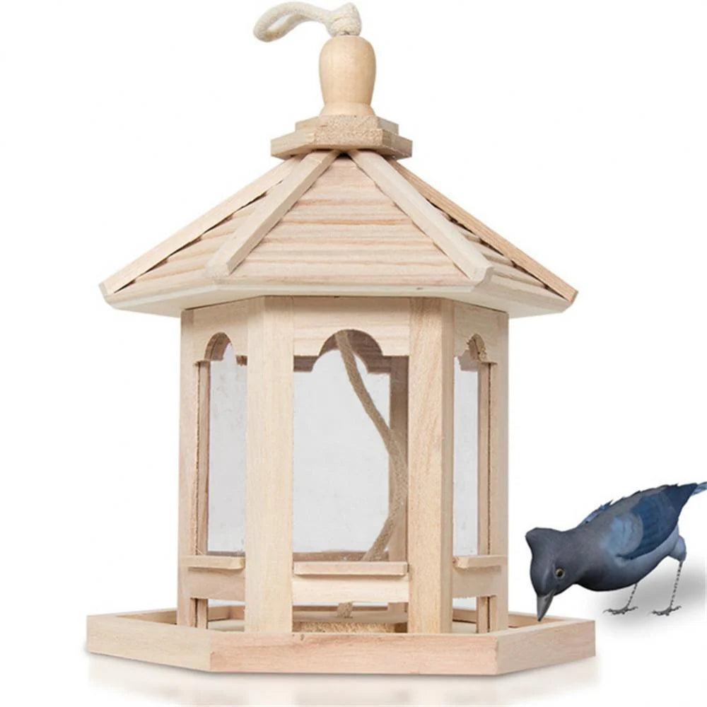 Window Bird Feeder Clear Acrylic Panel Solid Wood