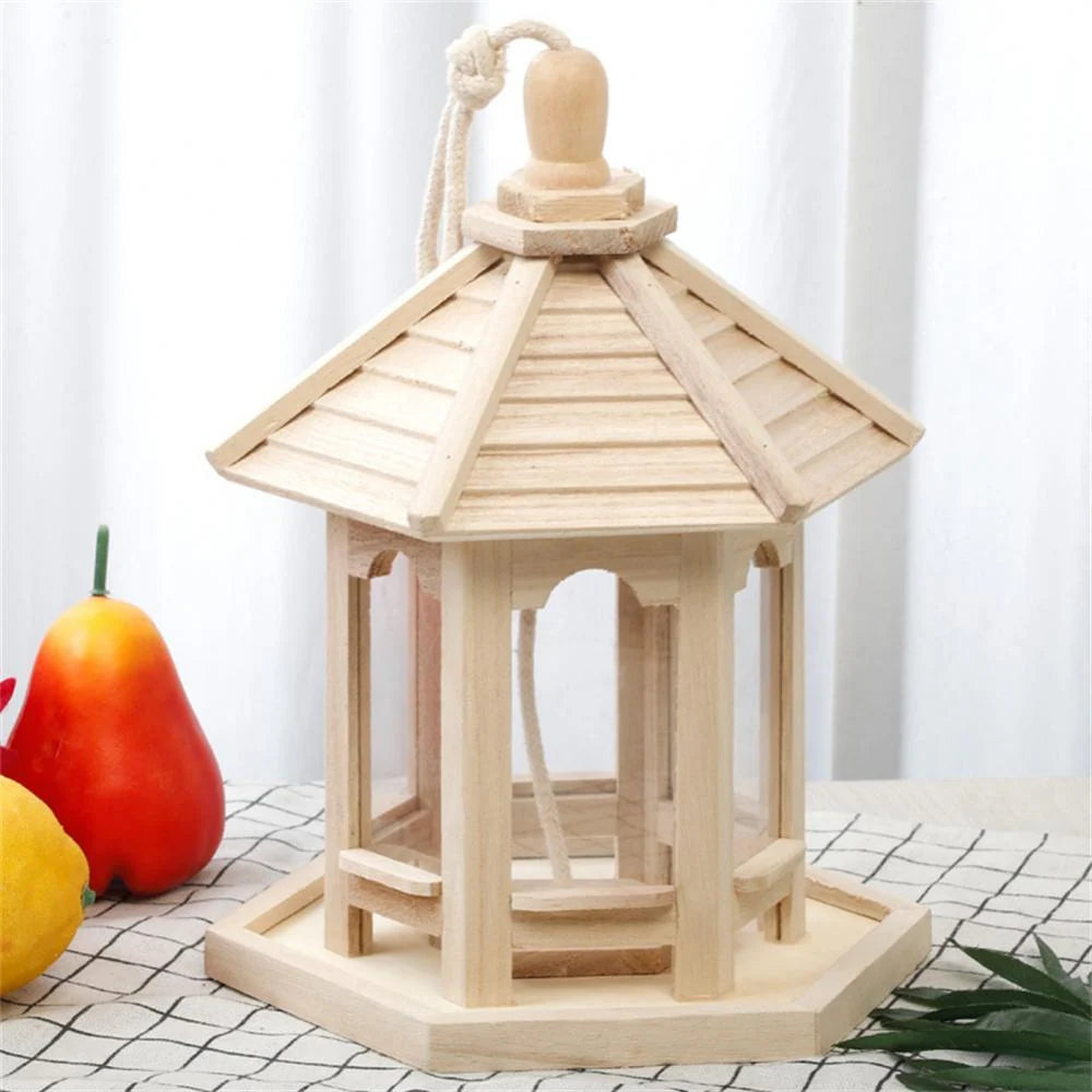 Window Bird Feeder Clear Acrylic Panel Solid Wood