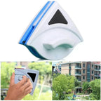 Window Cleaner Magnetic Double-Sided Rubber Squeegee & Cotton Pads
