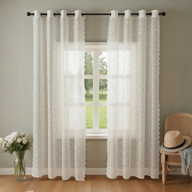 Window Curtain Sheer Lace Voile Eyelet Hanging