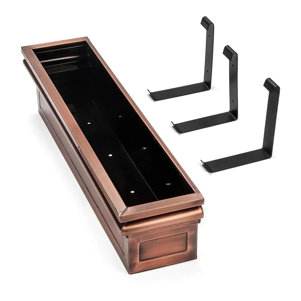 Window Flower Box Flat-Back Reinforced Metal & Stainless Steel Brackets