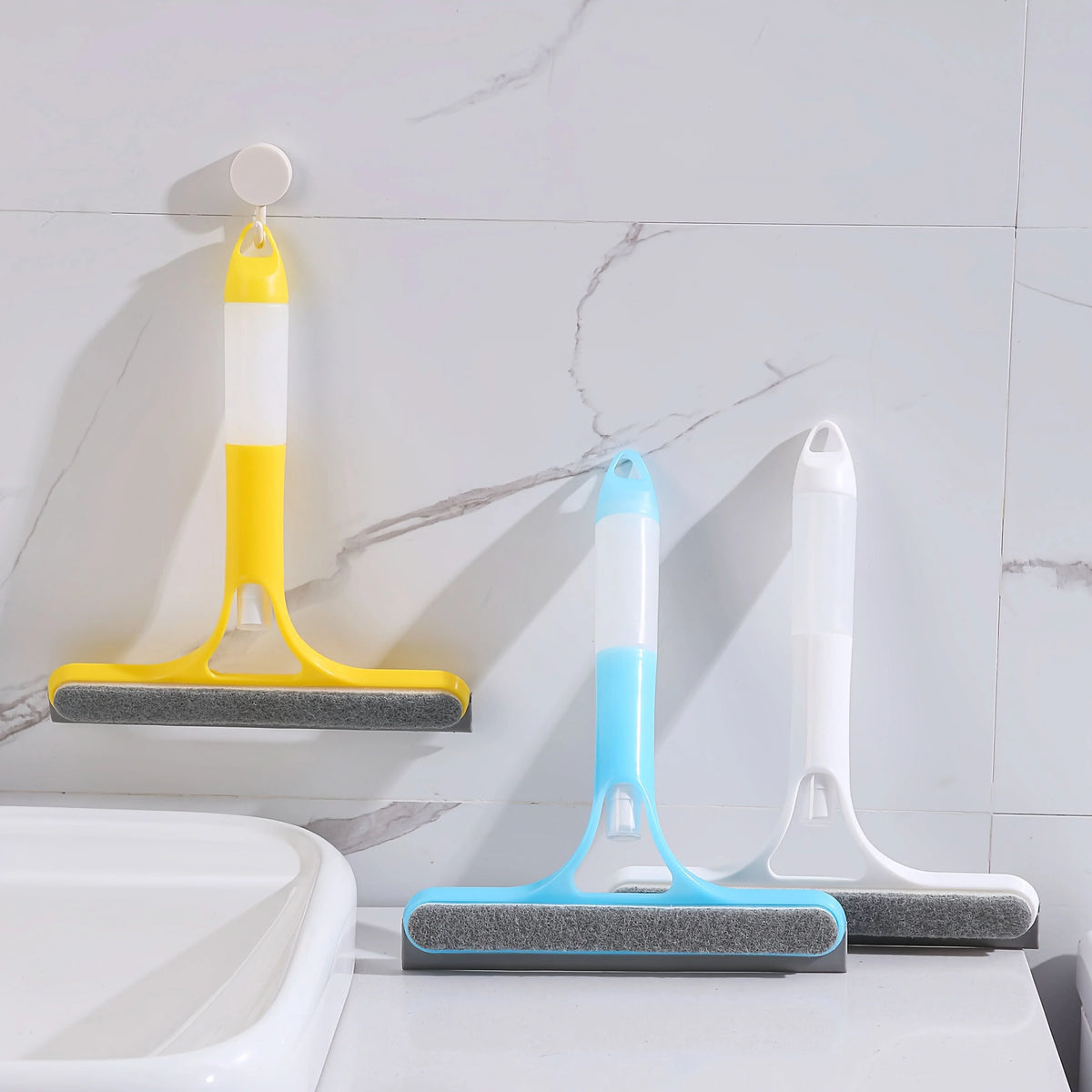 Window & Mirror Cleaner 3-in-1 Scraper & Squeegee Removable Microfiber