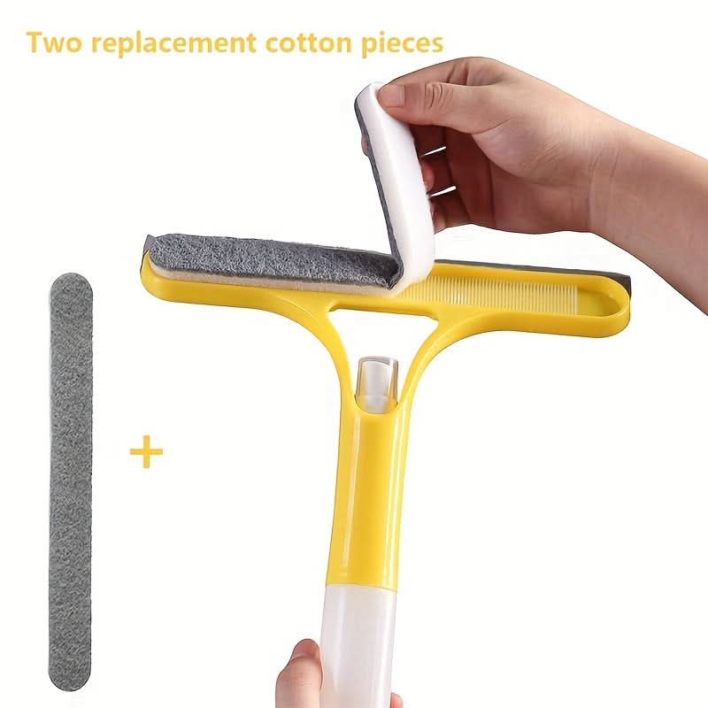 Window & Mirror Cleaner 3-in-1 Scraper & Squeegee Removable Microfiber