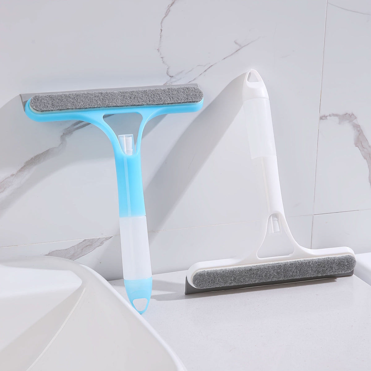 Window & Mirror Cleaner 3-in-1 Scraper & Squeegee Removable Microfiber