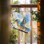 Window Suncatcher Bird Design Stained Glass With Hanging Hook