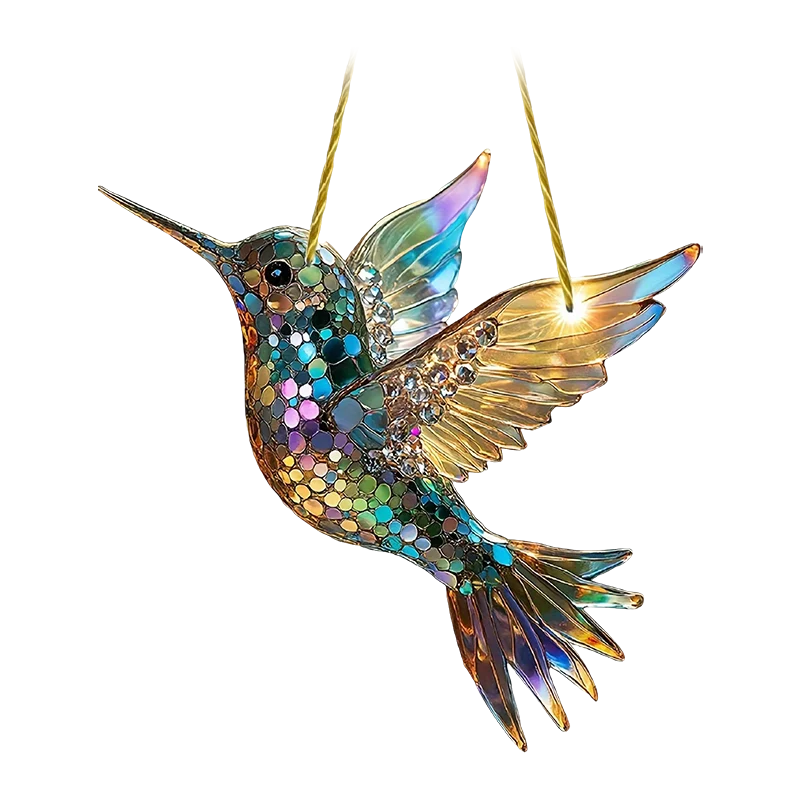 Window Suncatcher Hummingbird Multicolored Acrylic Metal Chain