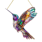 Window Suncatcher Hummingbird Multicolored Acrylic Metal Chain