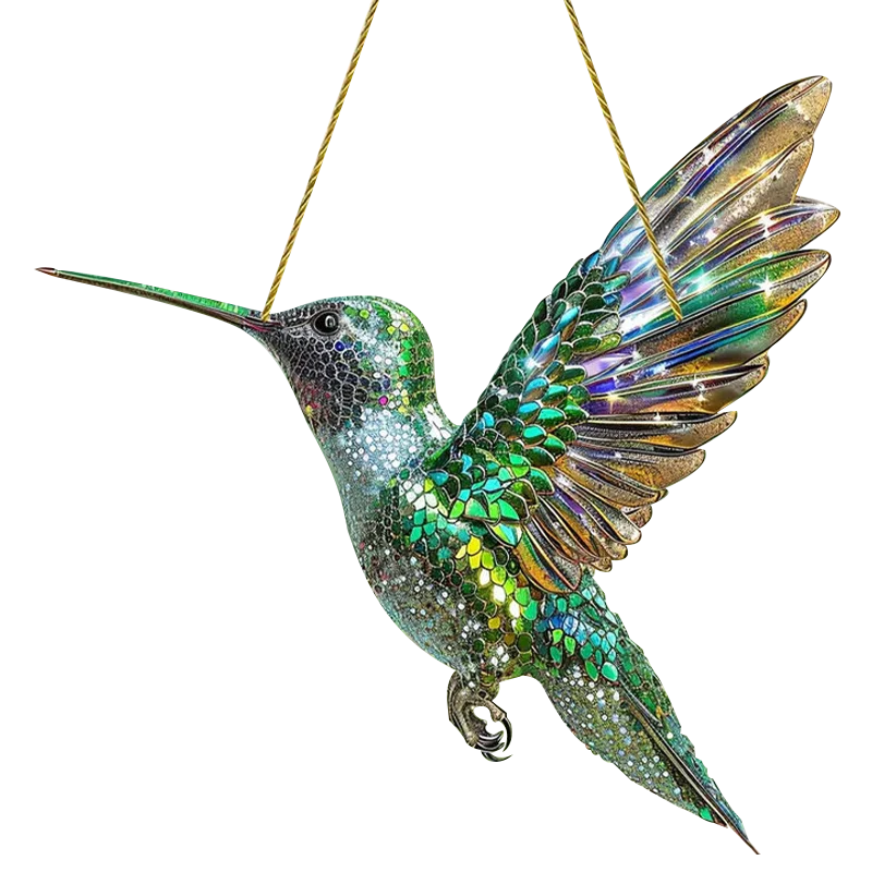 Window Suncatcher Hummingbird Multicolored Acrylic Metal Chain