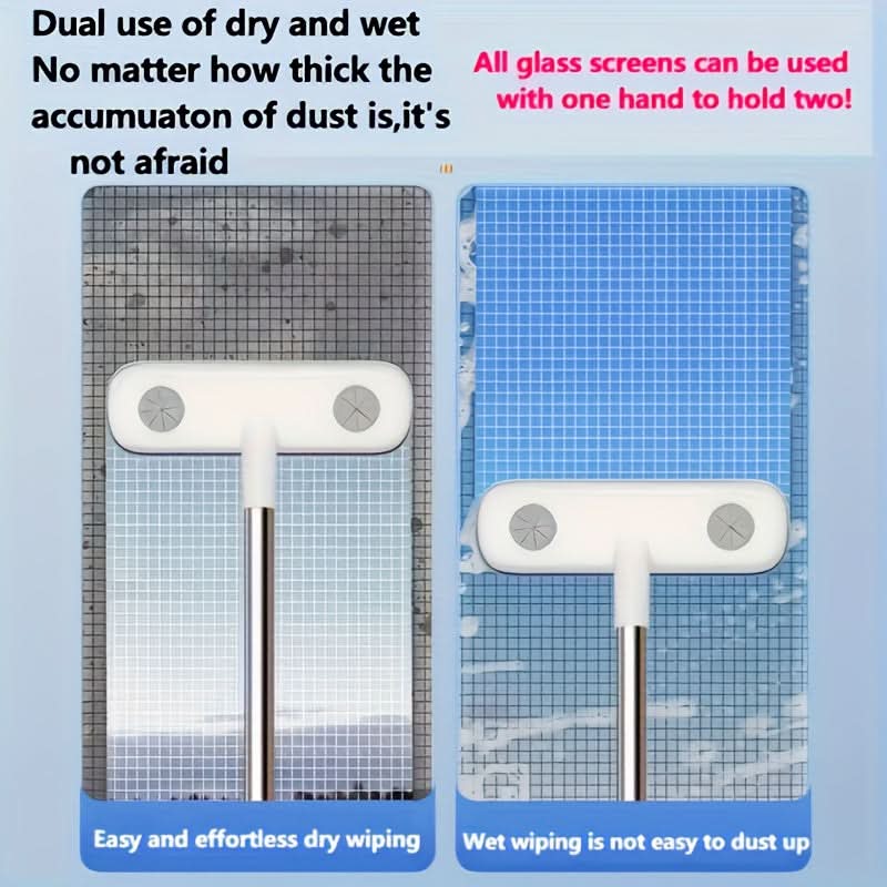 Window & Surface Cleaning Brush Retractable Handle Washable Head