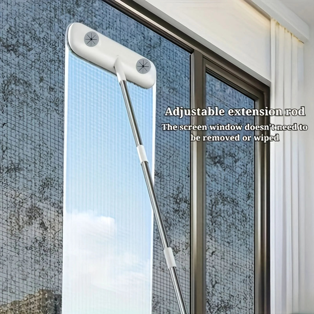 Window & Surface Cleaning Brush Retractable Handle Washable Head