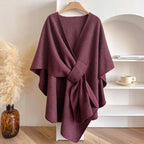 Windproof Lightweight Microfiber Shawl Coat (Open-Front)