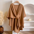 Windproof Lightweight Microfiber Shawl Coat (Open-Front)