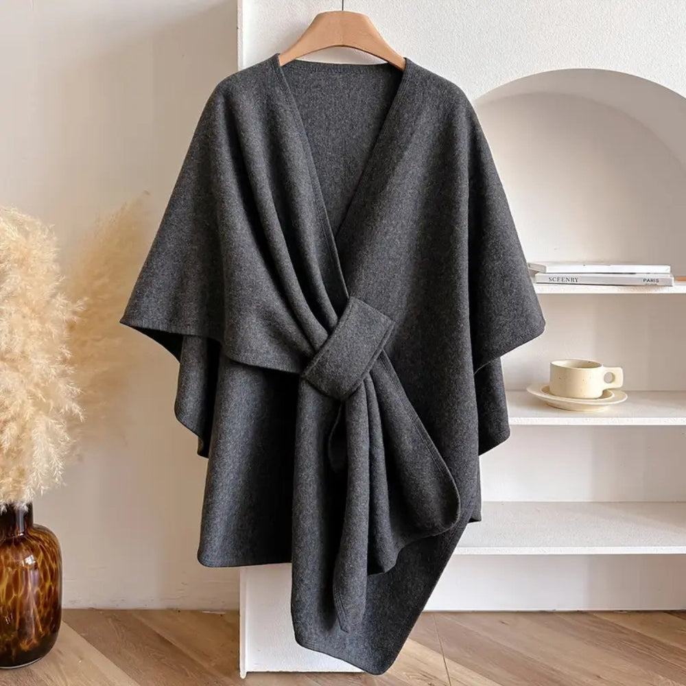 Windproof Lightweight Microfiber Shawl Coat (Open-Front)
