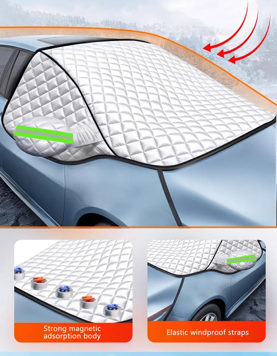 Windshield Cover 5-Layer Insulated Magnetic & Elastic Straps