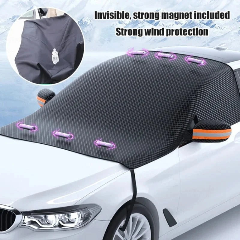 Windshield Snow Cover Magnetic Side Mirror Covers Reflective Strips