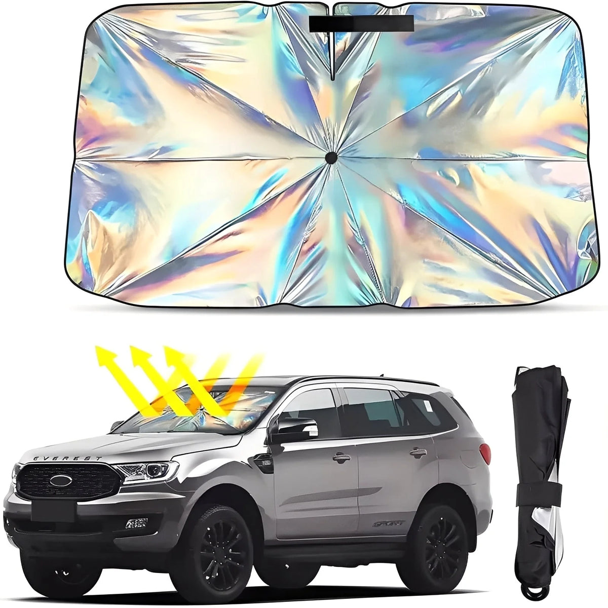 Windshield Sun Shade Umbrella-Fold Reflective Metal Frame