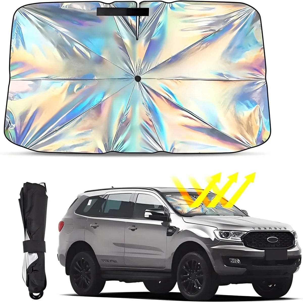Windshield Sun Shade Umbrella-Fold Reflective Metal Frame