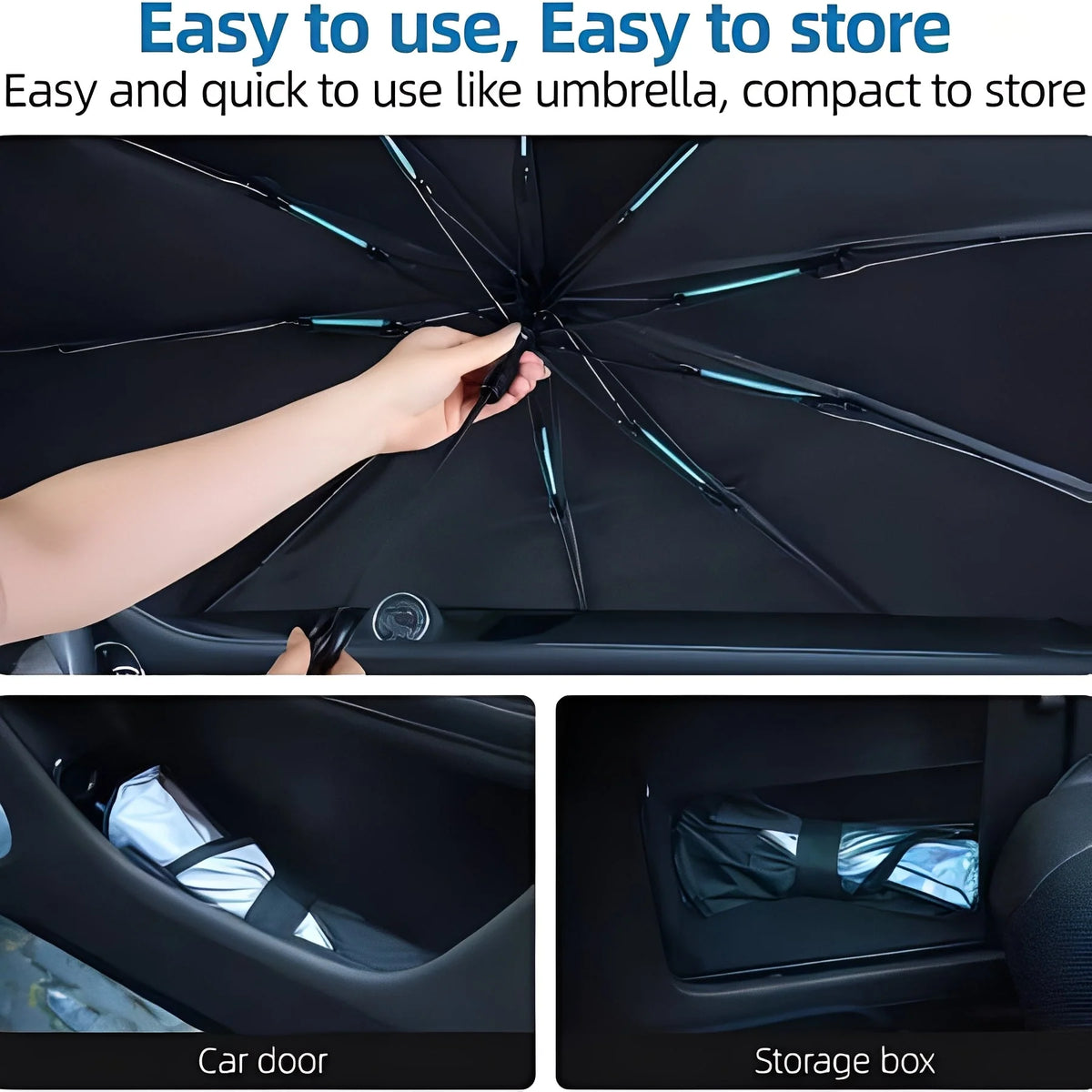 Windshield Sun Shade Umbrella-Fold Reflective Metal Frame
