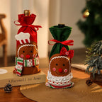 Wine Bottle Cover Felt Slip-On Gingerbread Design