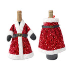 Wine Bottle Wrap Sequin & Faux Fur Belt Closure