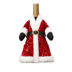 Wine Bottle Wrap Sequin & Faux Fur Belt Closure